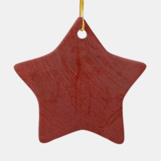 Red Venetian Plaster Faux Finish Ceramic Ornament (Back)