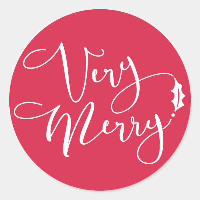 Red Verry Merry Christmas Classic Round Sticker (Front)