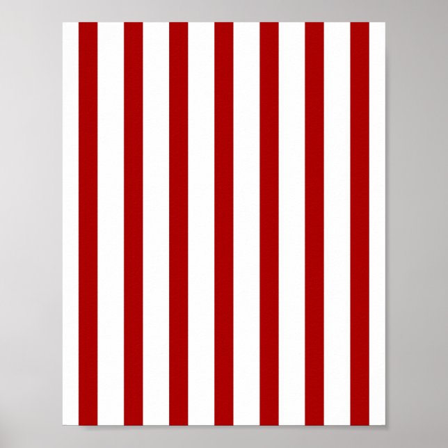 Red Vertical Stripes - Red and White Striped Poster (Front)