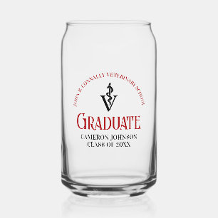 Red Veterinary School Graduation Personalized Can Glass