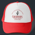 Red Veterinary School Graduation Personalized Trucker Hat<br><div class="desc">This custom veterinary school graduation hat gift features red typography for a class of 2025 graduate. Customize with your graduating year under the medical caduceus for a great personalized keepsake for a graduating veterinarian.</div>