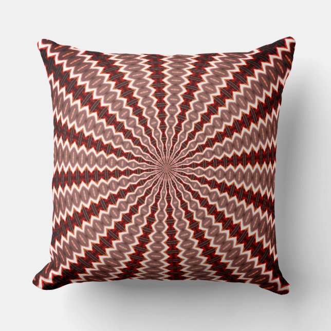 Red Vibration Kaleidoscope Pattern Throw Pillow (Front)