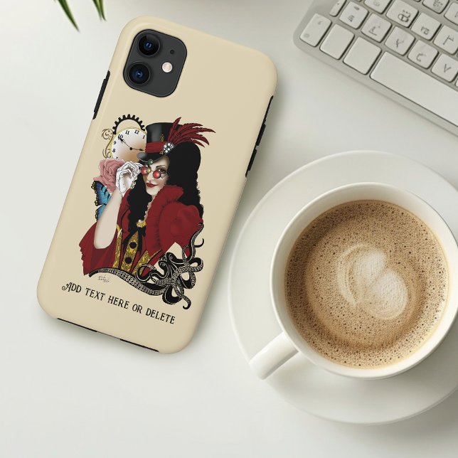 Red Victorian Steampunk Lady Vintage Octopus Case-Mate iPhone Case (Creator Uploaded)