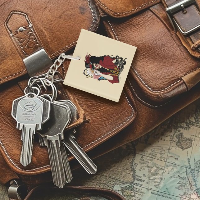 Red Victorian Steampunk Lady Vintage Octopus Keychain (Creator Uploaded)