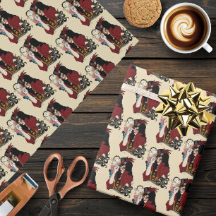 Red Victorian Steampunk Lady Vintage Octopus Wrapping Paper