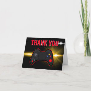 Red Video Game Birthday Folded Thank You Card