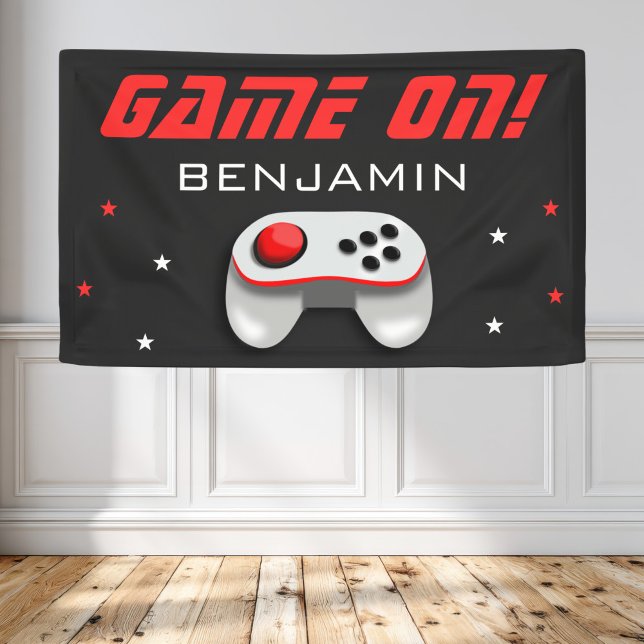 Red Video Game Birthday Party Banner (Creator Uploaded)