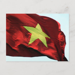red vietnam flag postcard