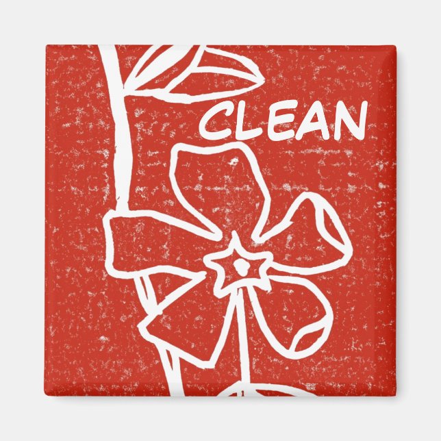 "Red Vinca" Clean Dishwasher Status Magnet (Front)