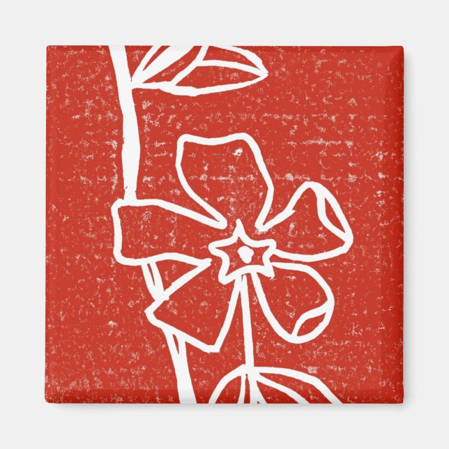 "Red Vinca"  Floral Magnet (Front)