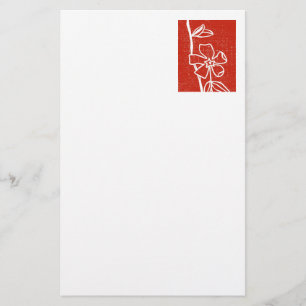 "Red Vinca" Floral Stationery