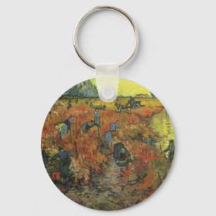 Red Vineyard by Vincent van Gogh, Vintage Fine Art Keychain