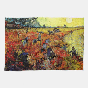 Red Vineyard Van Gogh Fine Art Kitchen Towel