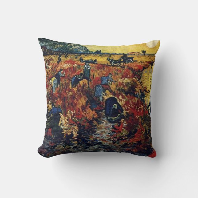 Red Vineyard, Vincent van Gogh Throw Pillow (Front)