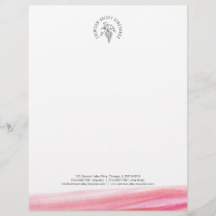 Red vineyard winery modern watercolor letterhead
