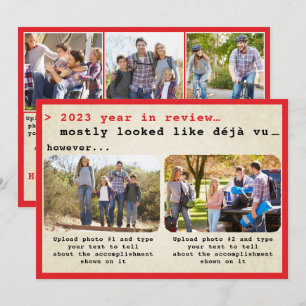 Red Vintage 2023 Year in Review Family Photo Holiday Card