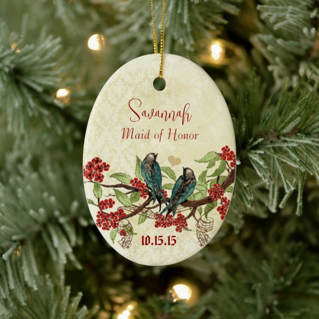 Red Vintage Bird Maid of Honor Ornaments (Tree)