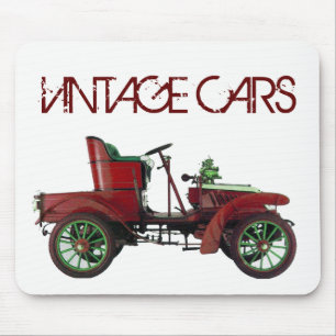 RED VINTAGE CAR,CLASSIC AUTOMOTIVE, White Mouse Pad
