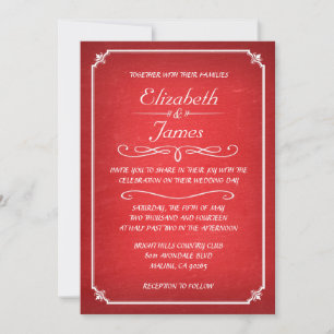 Red Vintage Chalkboard Wedding Invitations