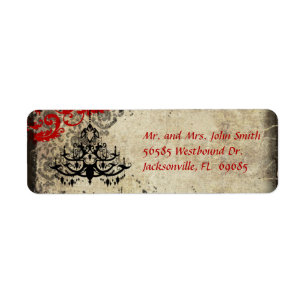 Red Vintage Chandelier Return Address Label