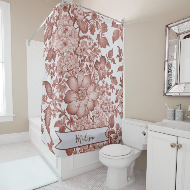 Red Vintage Chinoiserie Floral Personalized (In Situ)
