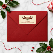 Red Vintage Christmas North Pole Return Address 