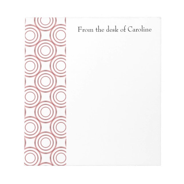 Red Vintage Circle Pattern Personalized Notepad (Front)