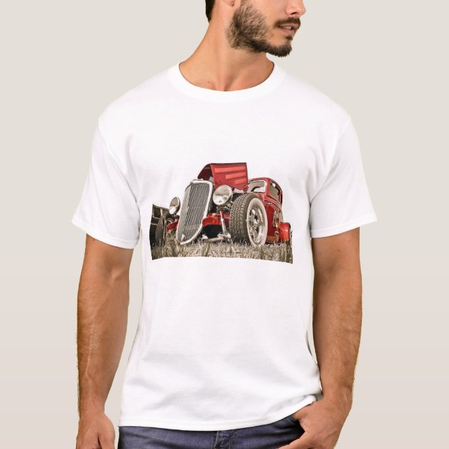 Red Vintage Classic Car Collector T-Shirt (Front)