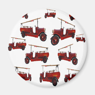 Red Vintage Fire Truck Pattern, Magnet