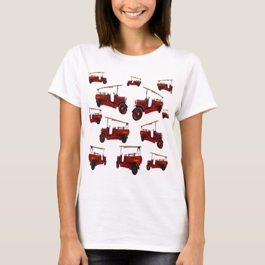 Red Vintage Fire Truck Pattern, T-Shirt