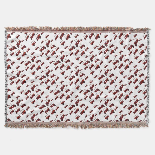 Red Vintage Fire Truck Pattern, Throw Blanket (Front)