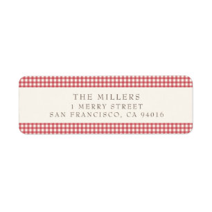 Red Vintage Gingham Christmas Address Labels