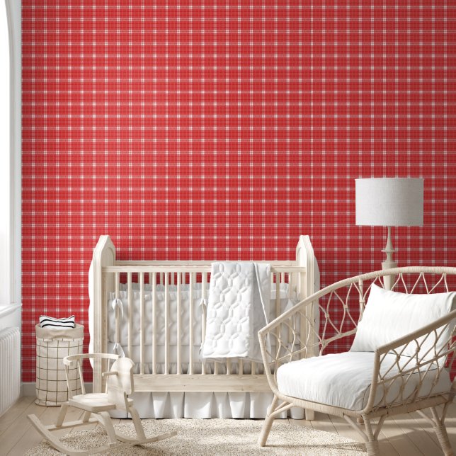 RED VINTAGE GINGHAM SEAMLESS  WALLPAPER (Kids)