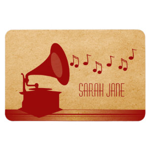 Red Vintage Gramophone Premium Magnet
