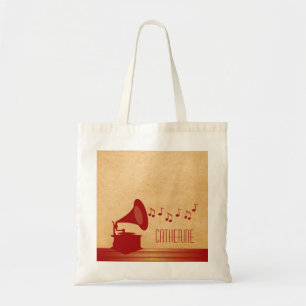 Red Vintage Gramophone Tote Bag