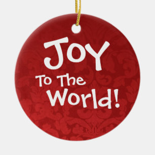 Red Vintage Holiday Joy To The World Ornament