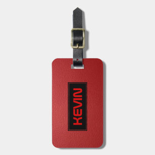 Red Vintage Leather Texture Print Luggage Tag