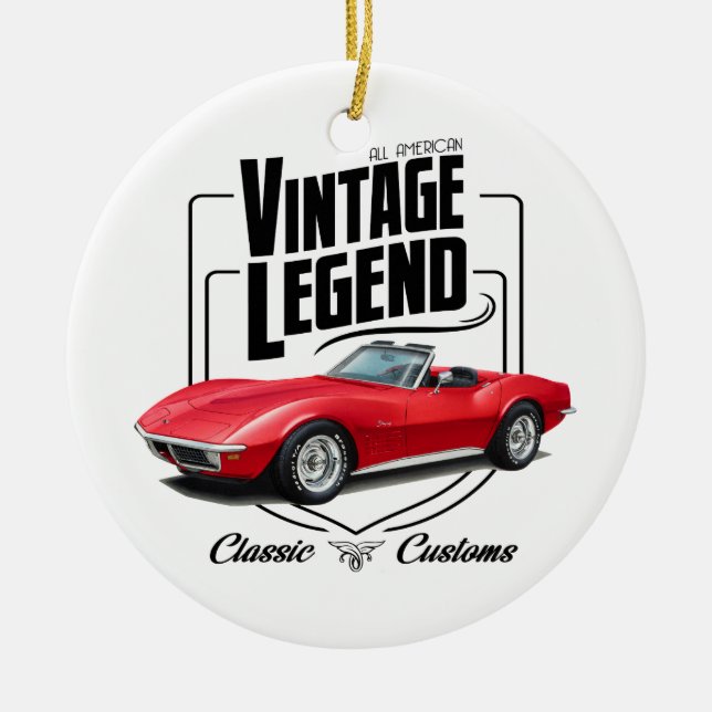 Red Vintage Legend Ceramic Ornament (Front)