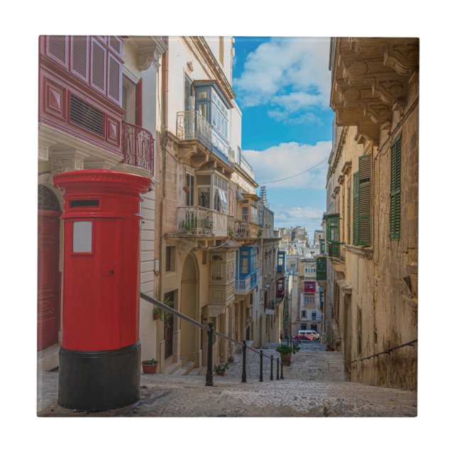 Red vintage mail box in Malta Tile (Front)