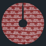 Red Vintage Merry Christmas  Brushed Polyester Tree Skirt<br><div class="desc">Bring festive charm to your holiday décor with this red vintage-style tree skirt featuring a repeating "Merry Christmas" pattern in whimsical white typography. Designed to wrap beautifully around the base of your Christmas tree, it adds a warm and nostalgic touch to your seasonal setup. A perfect finishing piece for traditional,...</div>
