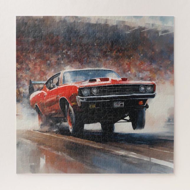 Red Vintage Muscle Car Jigsaw Puzzle (Vertical)