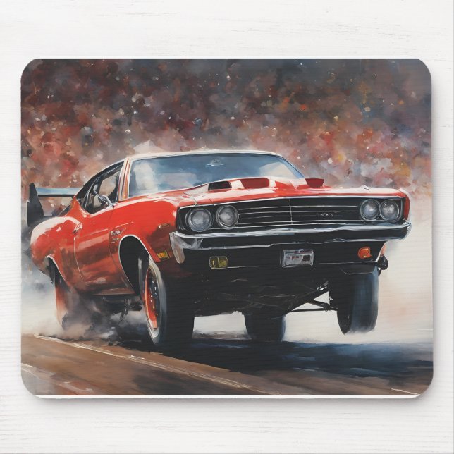 Red Vintage Muscle Car Mouse Pad (Front)