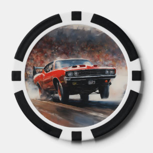 Red Vintage Muscle Car Poker Chips