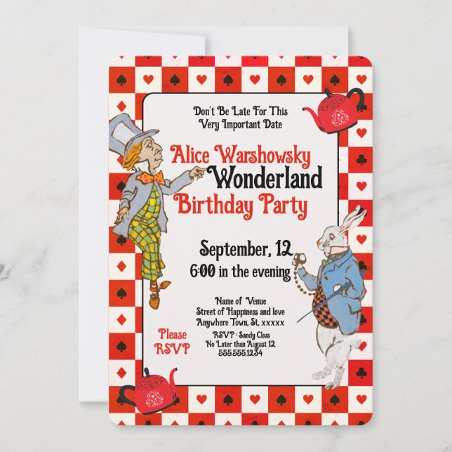 Red Vintage Onederland Rabbit Hatter  (Front)