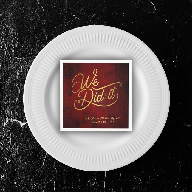 red vintage parchment ,calligraphy  ''we did it'' napkin (Creator Uploaded)