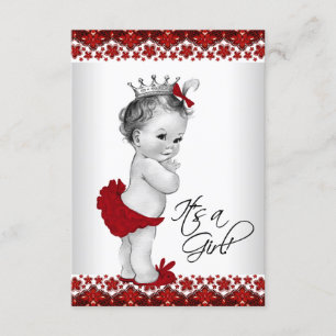 Red Vintage Princess Baby Shower Invitation