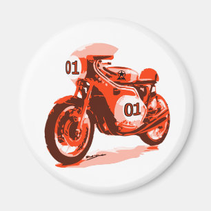 Red Vintage Racing Motorcycle Magnet