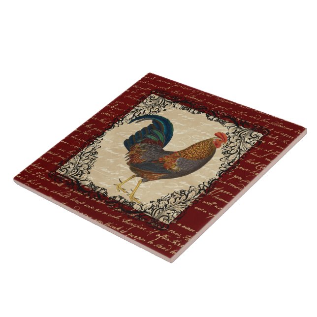 Red Vintage Rooster Tile (Side)