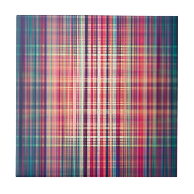 Red vintage rough stripes pattern tile (Front)