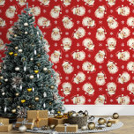 Red Vintage Santa Claus Christmas Wallpaper<br><div class="desc">Bring the magic of the holidays into your home with this red vintage Santa Claus Christmas wallpaper. Featuring charming illustrations of Santa's cheerful face and delicate snowflakes against a red background, this design adds a festive and nostalgic touch to any room. Perfect for creating a cozy and merry atmosphere, this...</div>